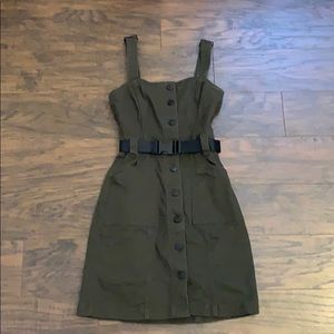 Army green Jean material button down dress